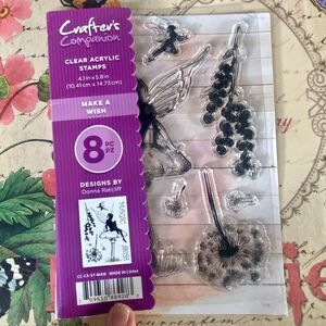 Crafter's Companion Clear A6 Acrylic Stamps Make a Wish 8 Pieces Donna Ratcliff